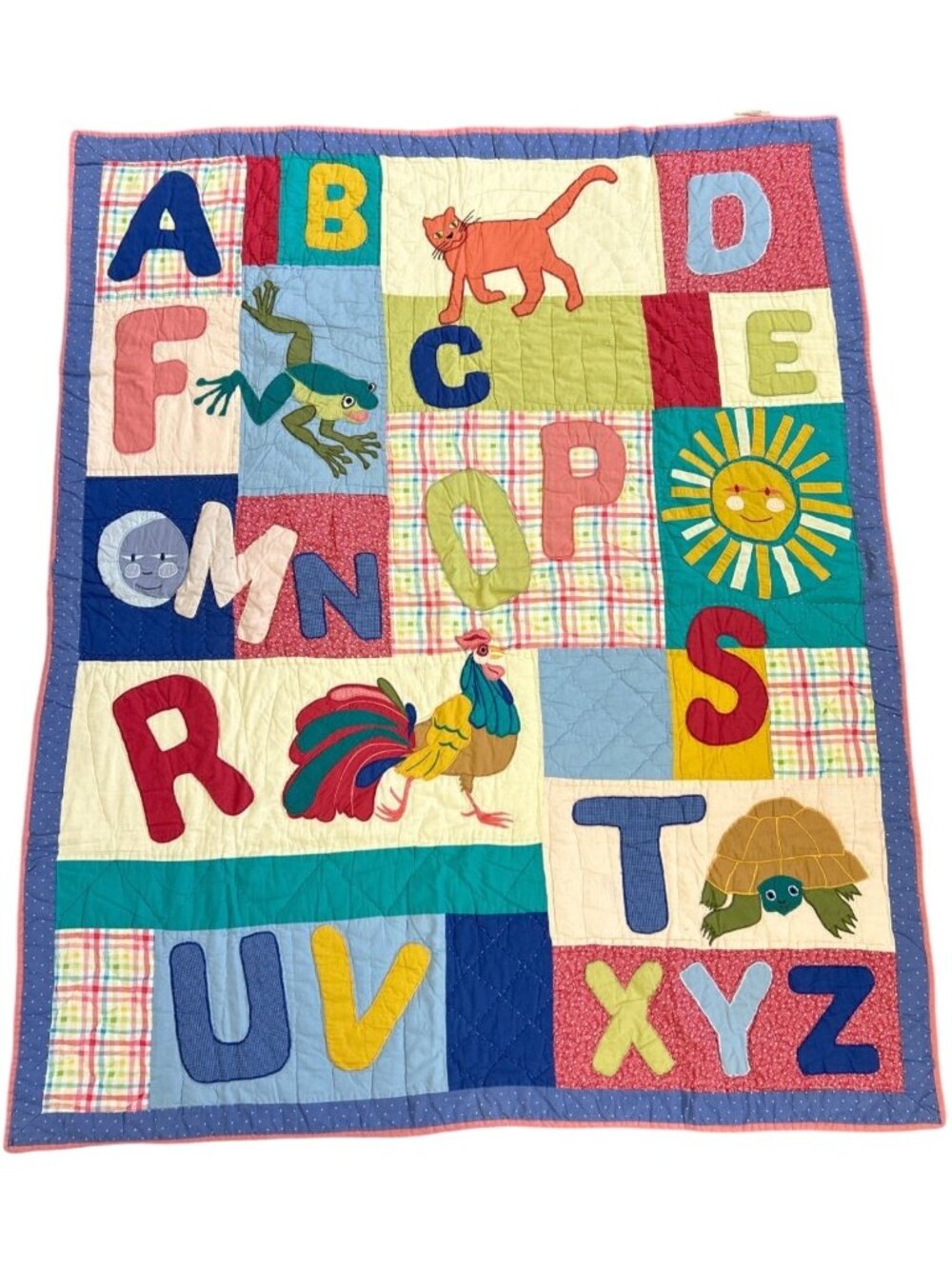 Vtg C&F Alphabet Baby Patchwork Quilt Animal Nursery Blanket Kids Wall Hanging